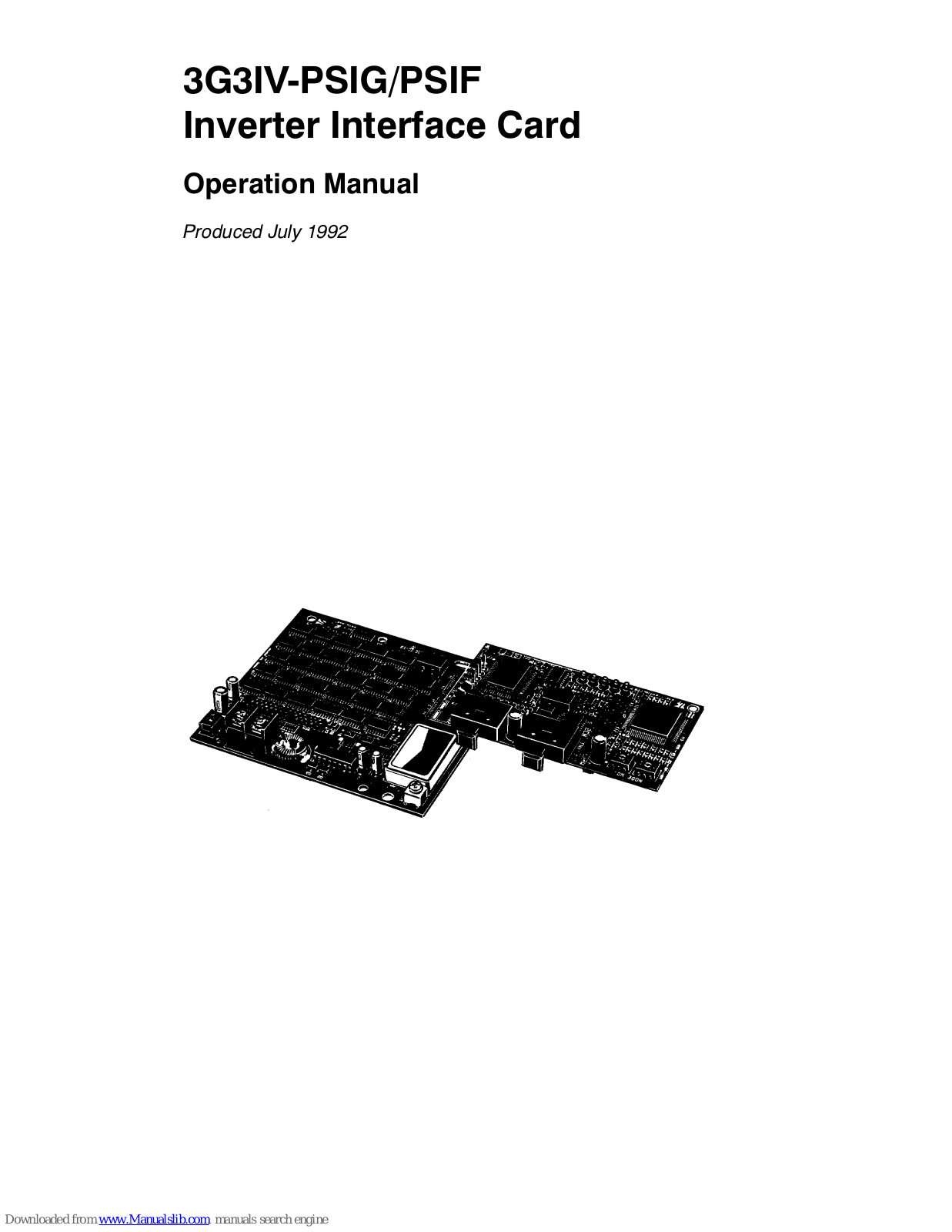 Omron 3G3IV-PSIG, 3G3IV-PSIF Operation Manual