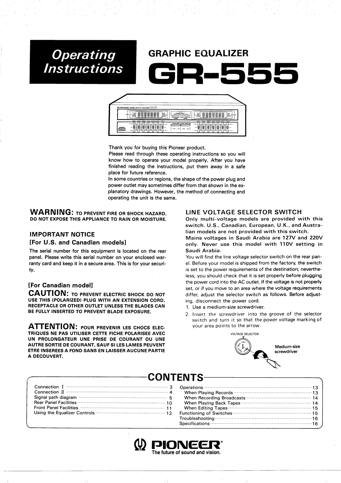 Pioneer GR-555 User Manual