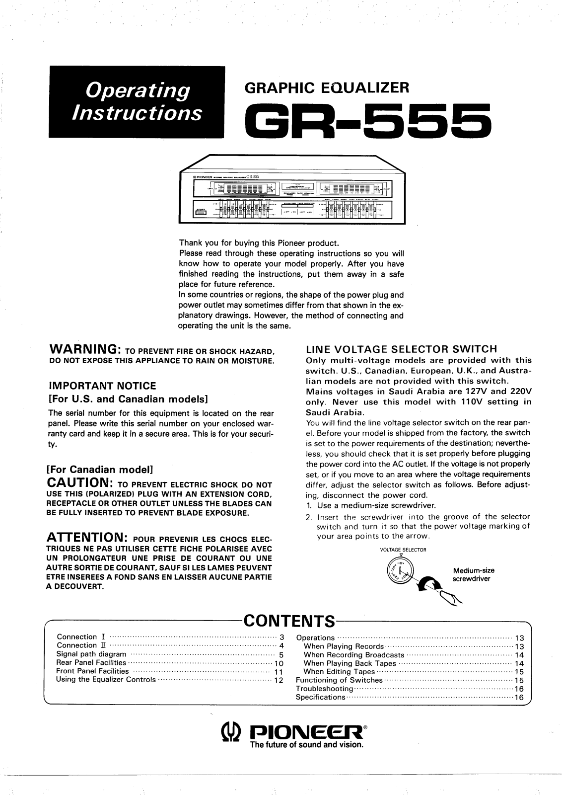 Pioneer GR-555 Manual