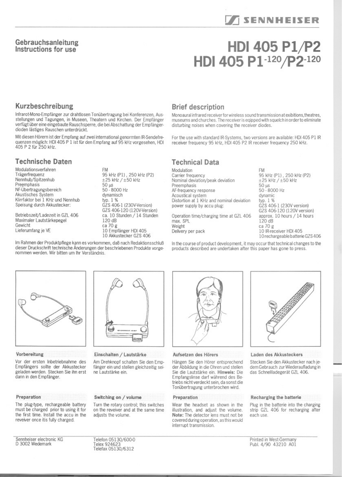 Sennheiser HDI 405 P1 User Manual