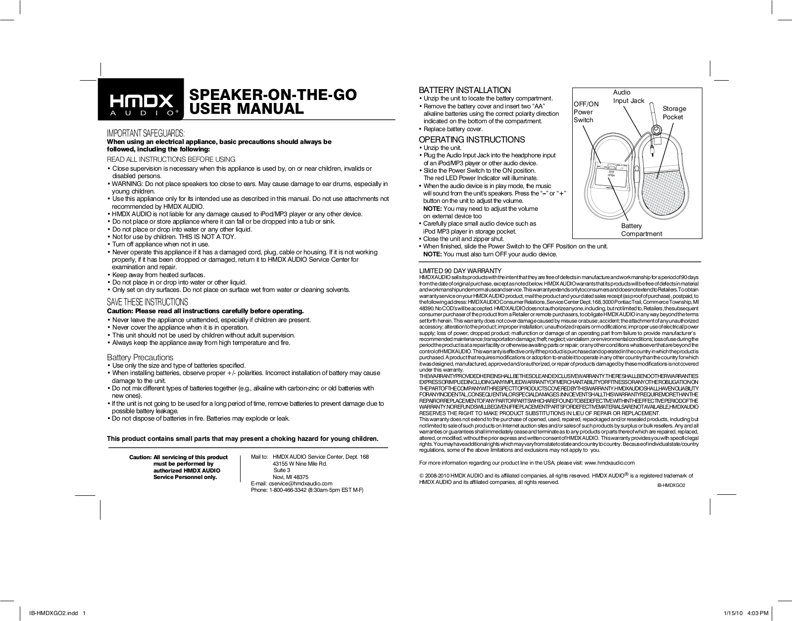 Homedics HMDXGO2 User Manual