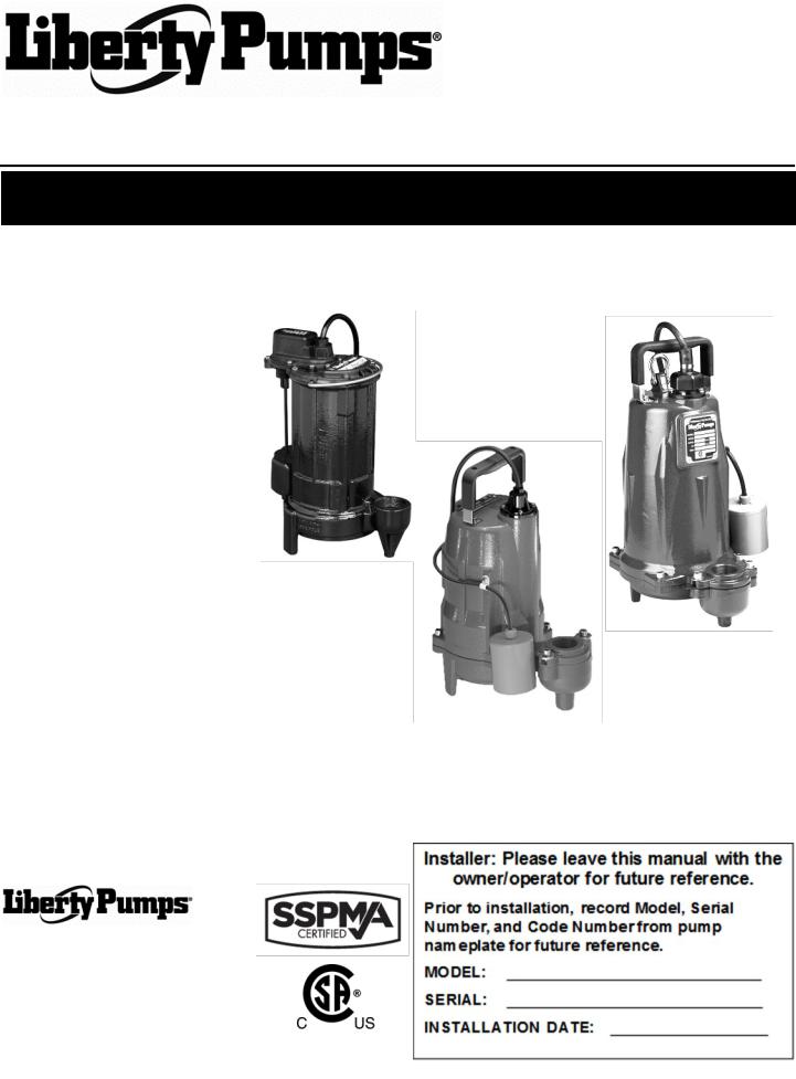 Liberty Pumps 250, 251, 253, 257, 250HV Installation Manual