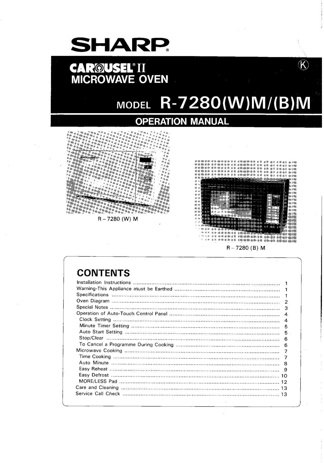 Sharp R-7280M User Manual