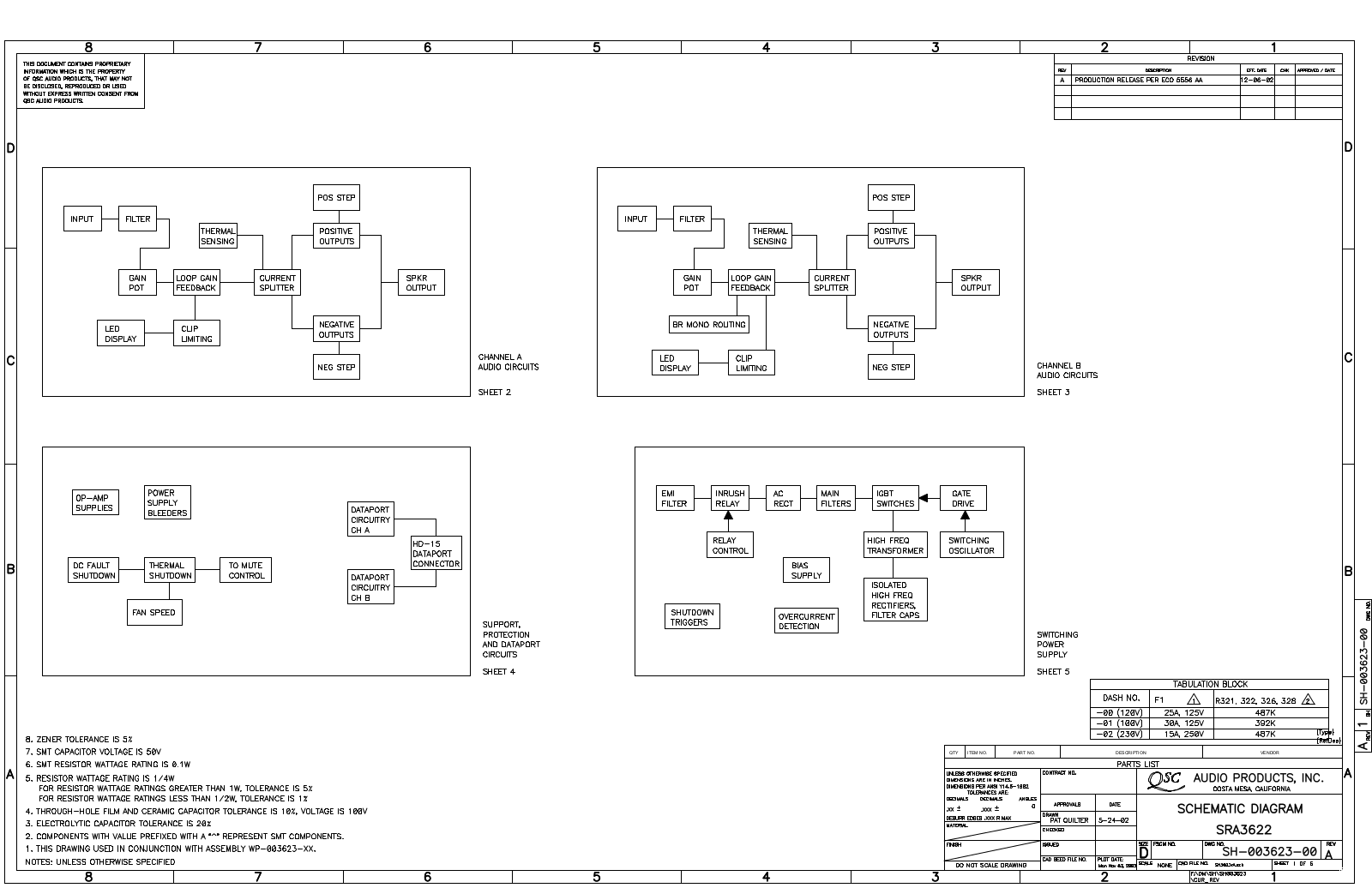 QSC SRA-3622 Schematic