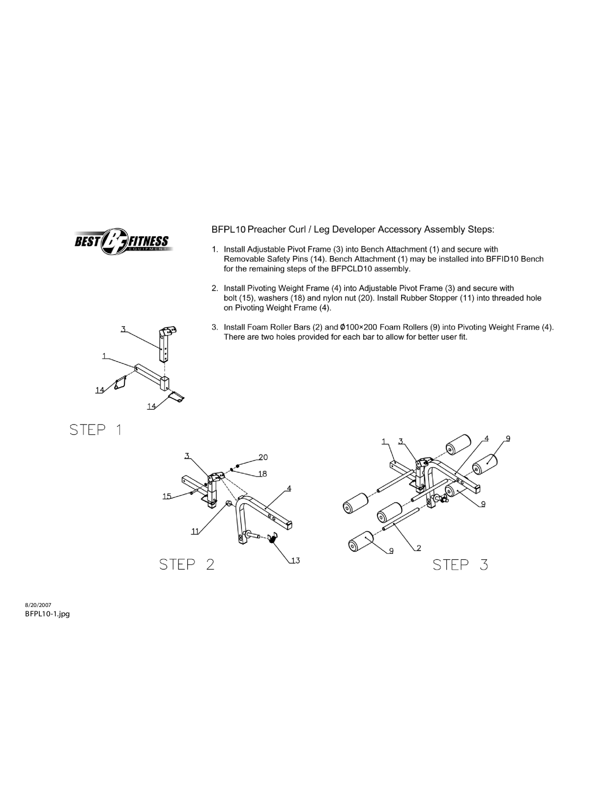 Body Solid BFPL10 User Manual