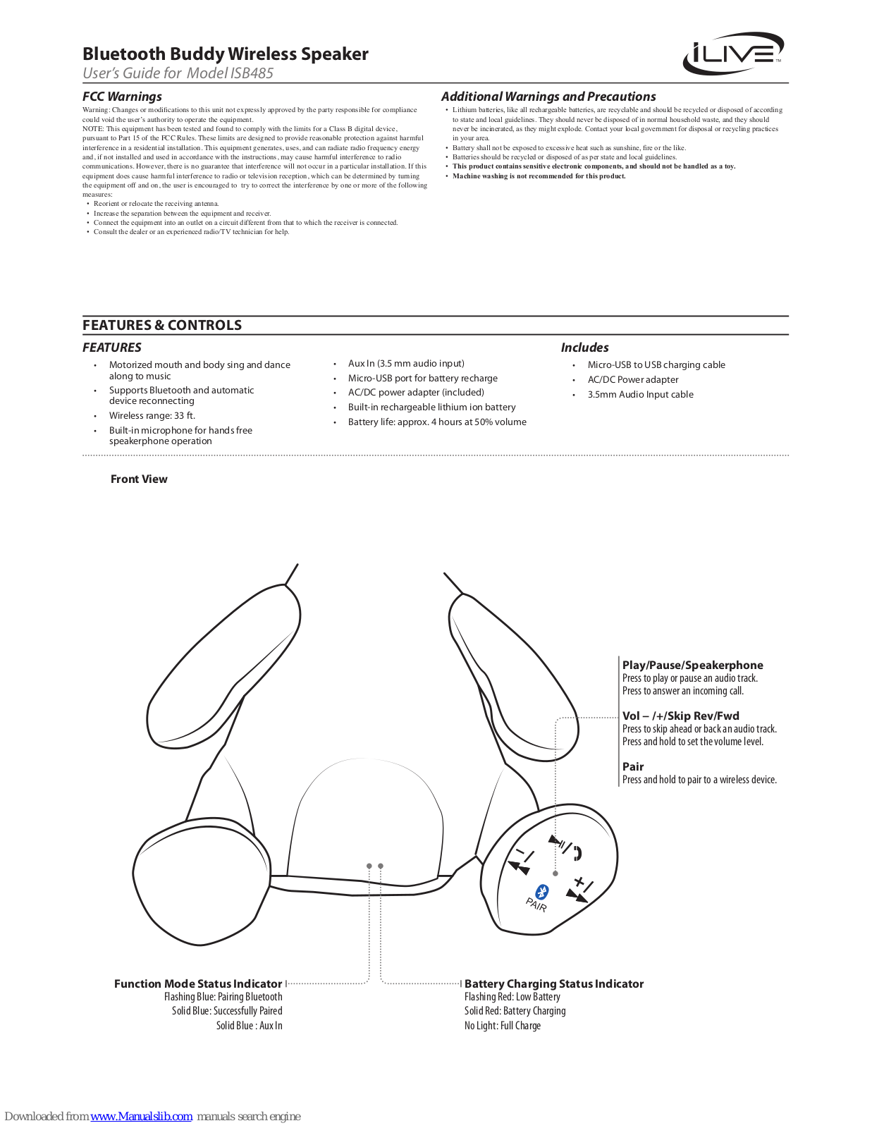 iLive ISB485, ISB385 User Manual - ManualMachine.com