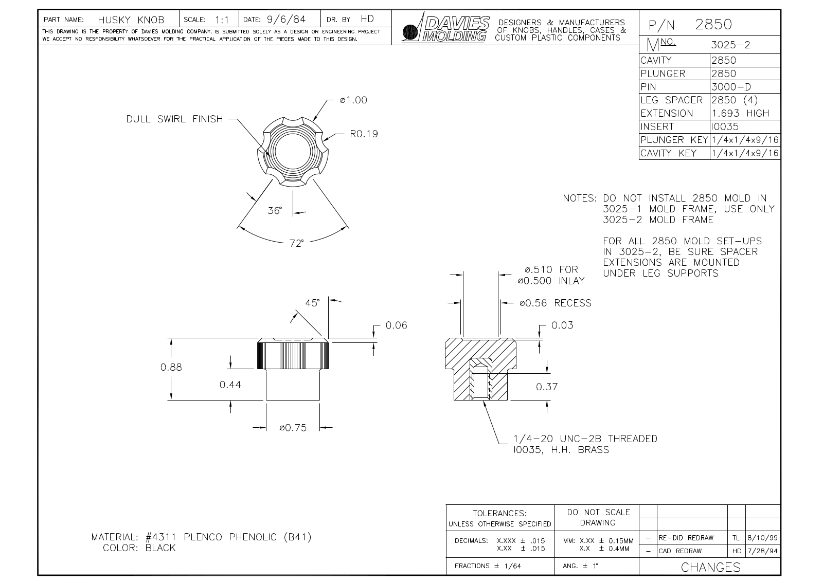 Davies Molding 2850-A Reference Drawing