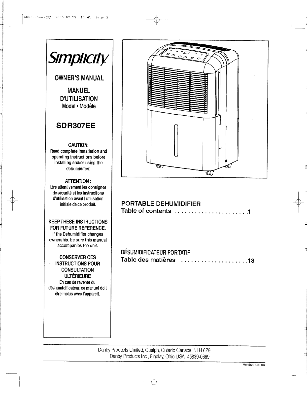 Danby SDR307EE User Manual