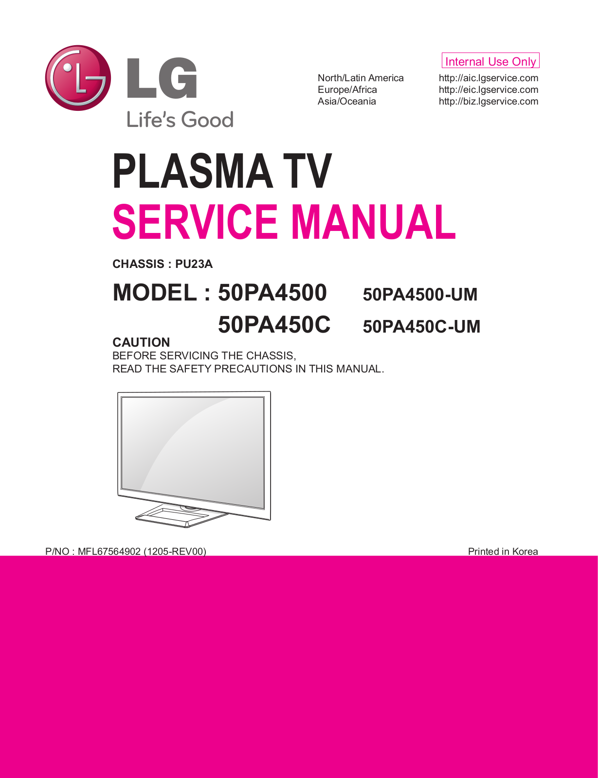 LG 50PA4500-UM, 50PA450C-UM Schematic