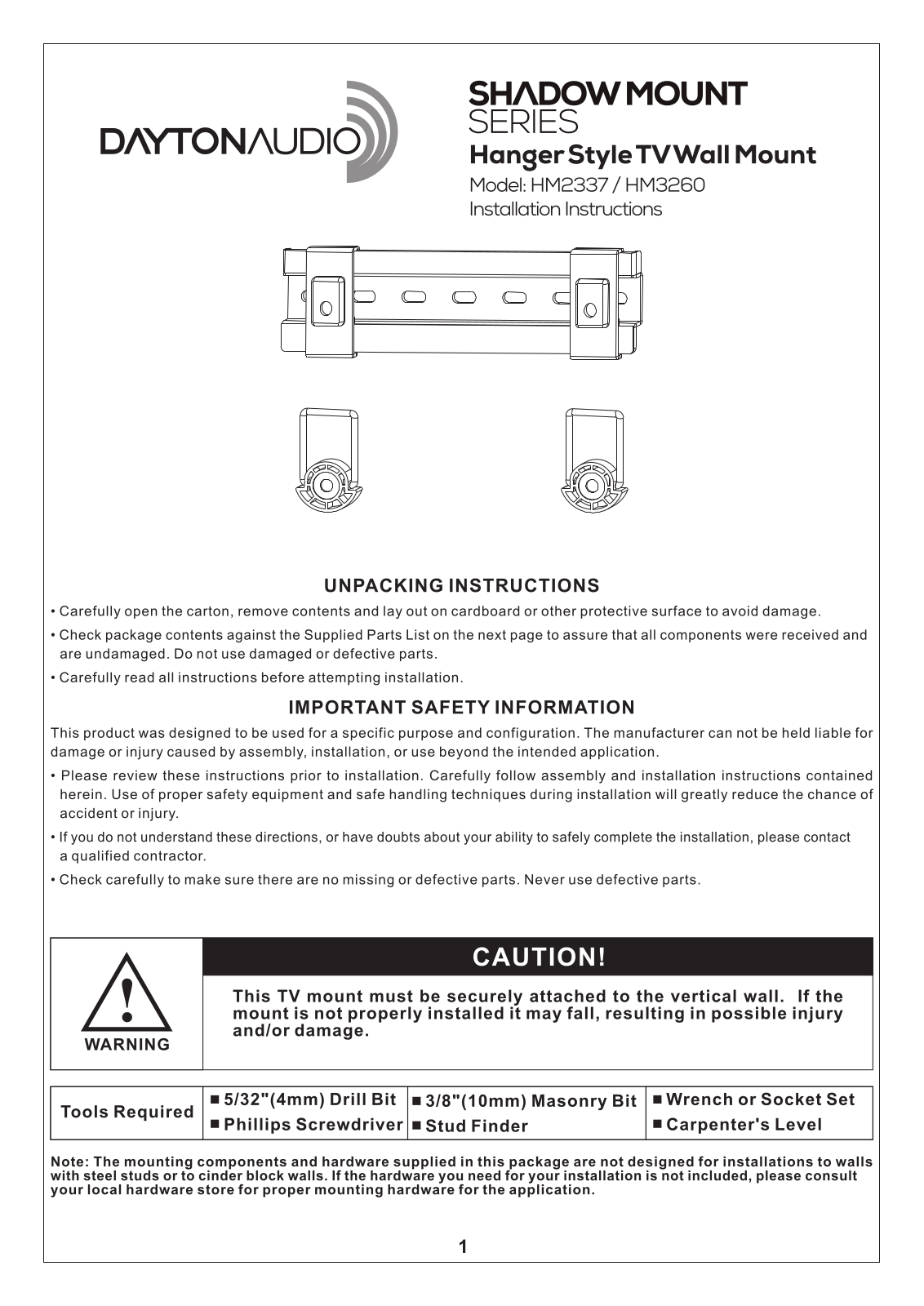 Dayton HM3260, HM2337 User Manual