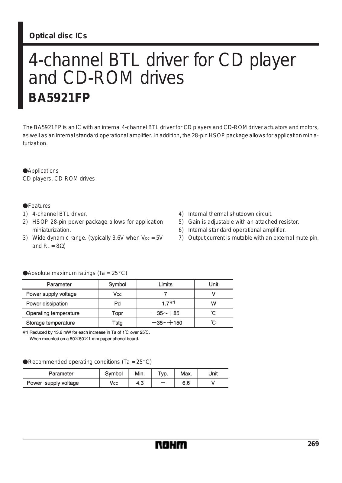 ROHM BA5921FP Datasheet