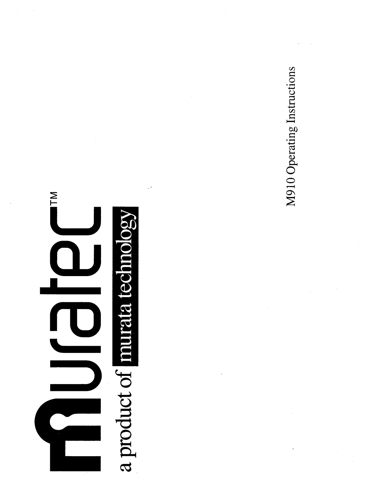 Muratec M-910 Operating Manual