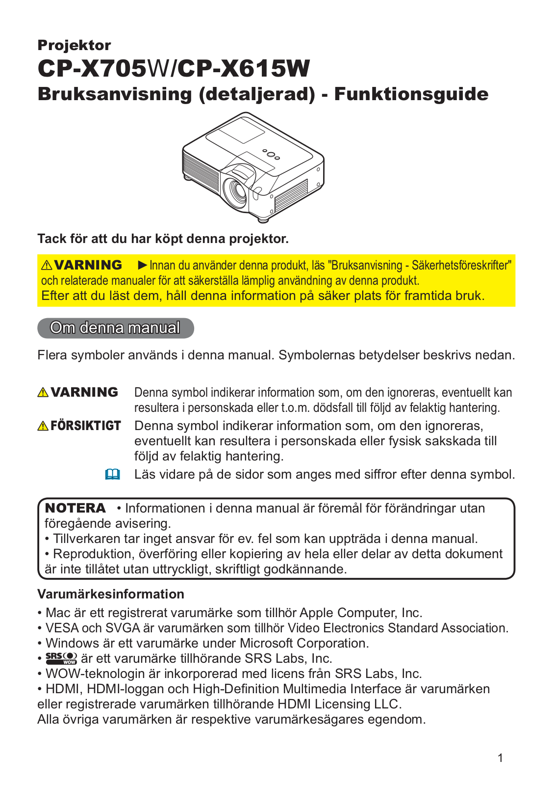 Hitachi CP-X615W User Manual