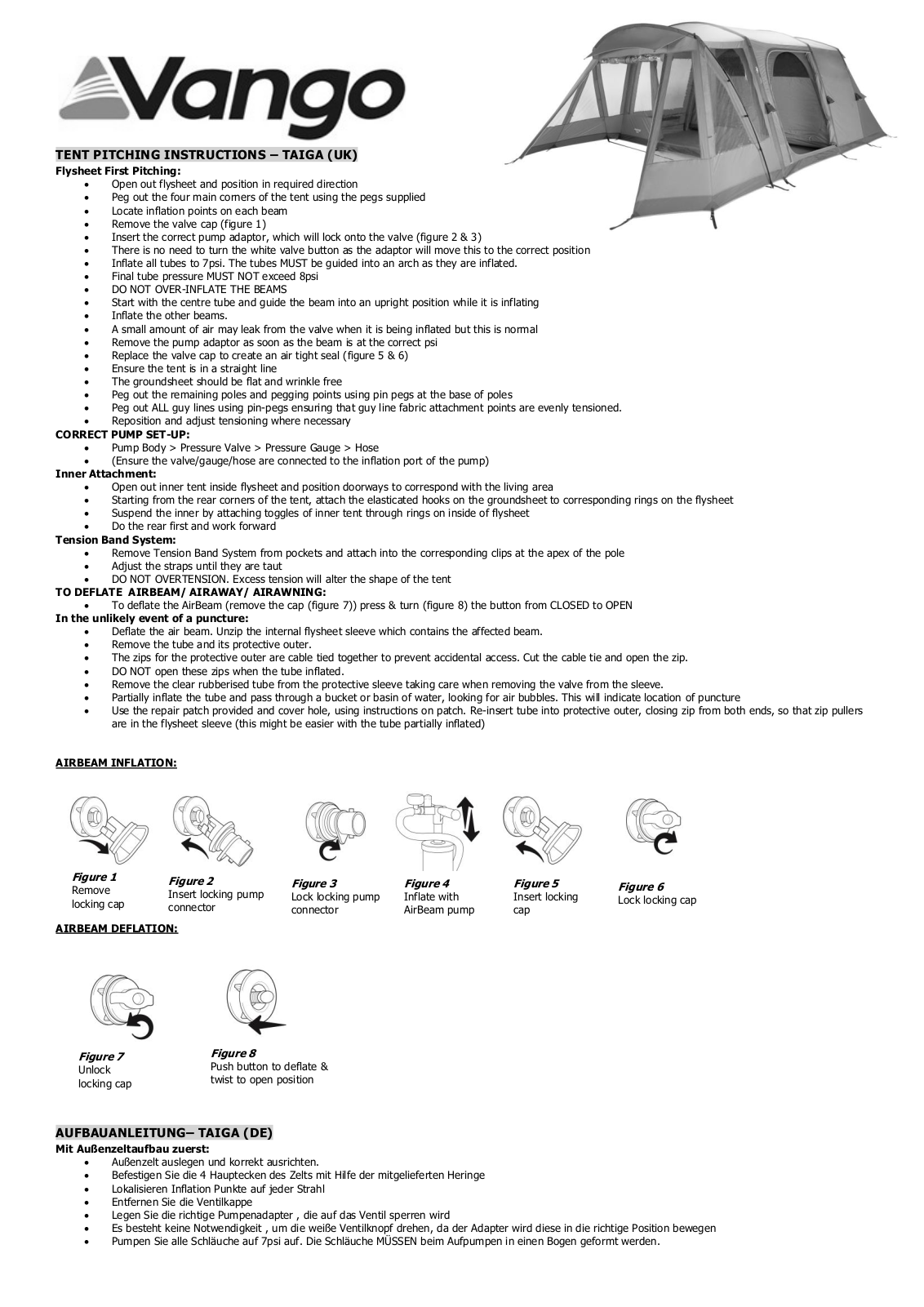 Vango Taiga 600XL, Taiga 500 User Manual