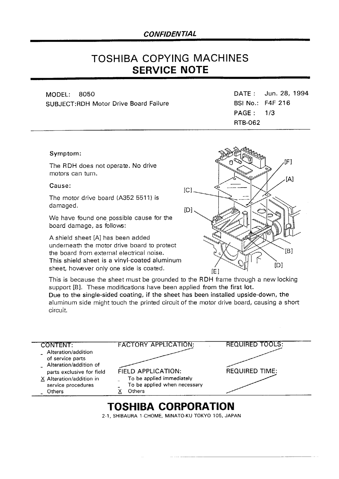 Toshiba f4f216 Service Note