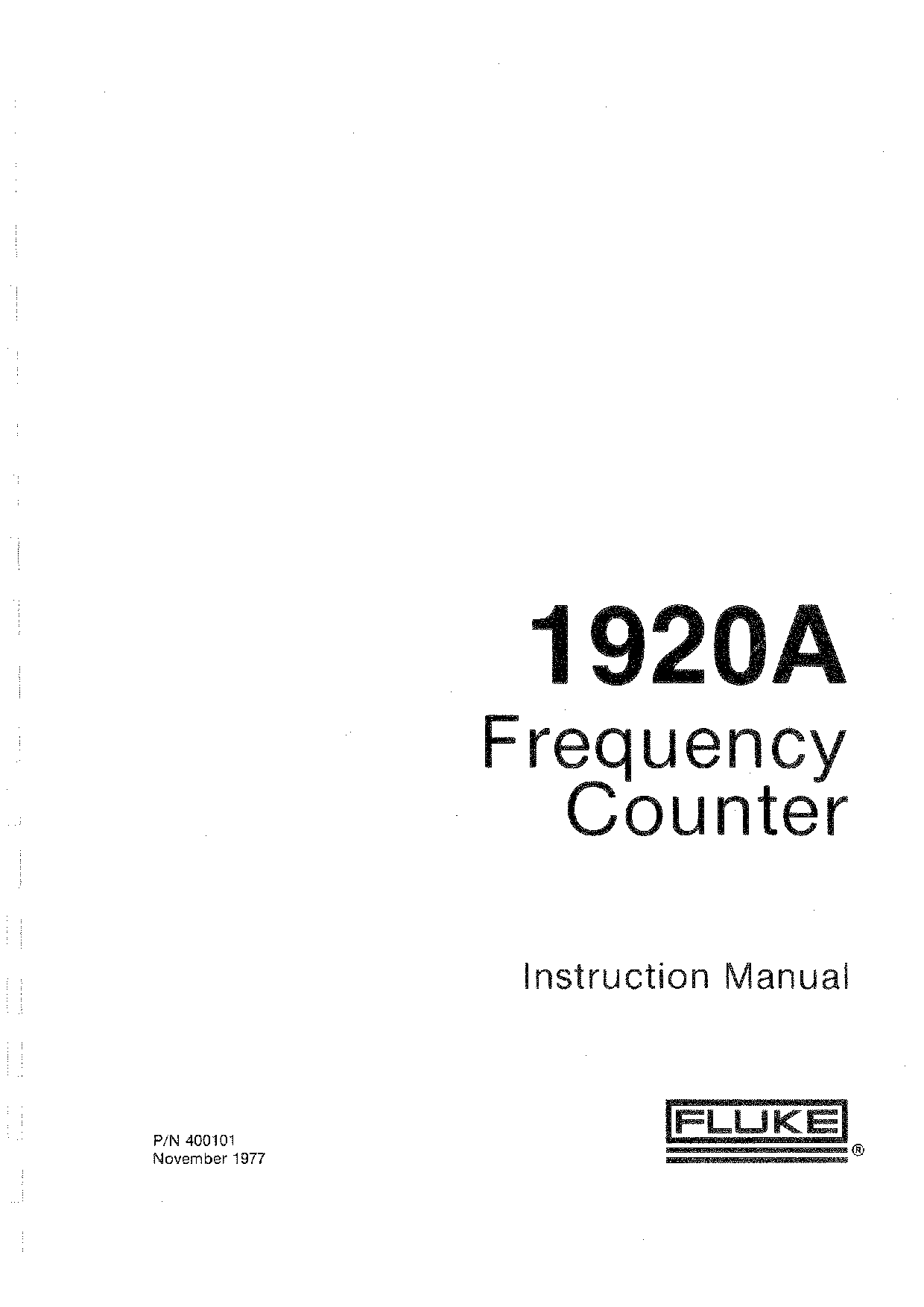 Fluke 1920A User Manual