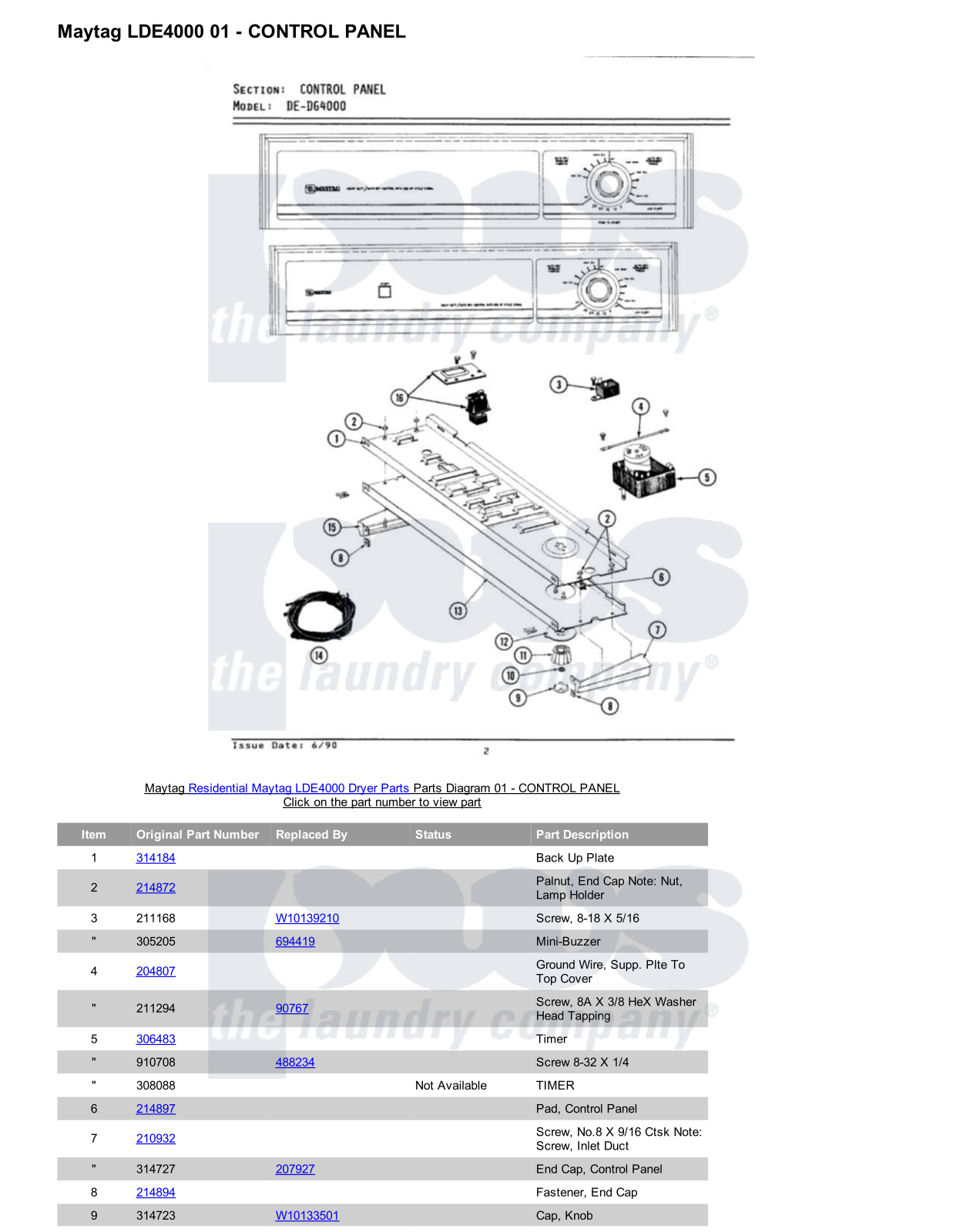 Maytag LDE4000 Parts Diagram