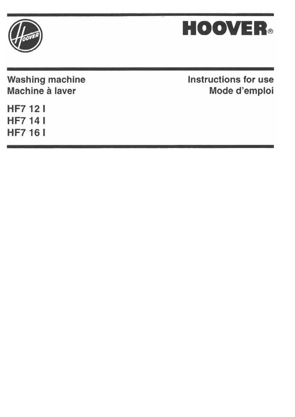 HOOVER HF716I, HF712I User Manual