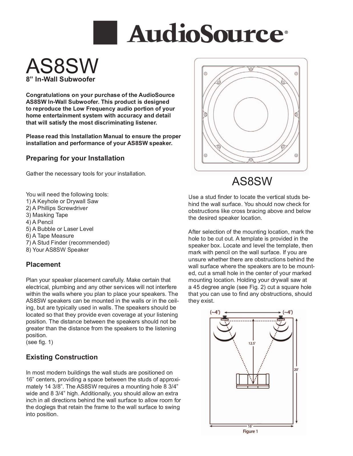 AudioSource AS8SW User Manual - ManualMachine.com