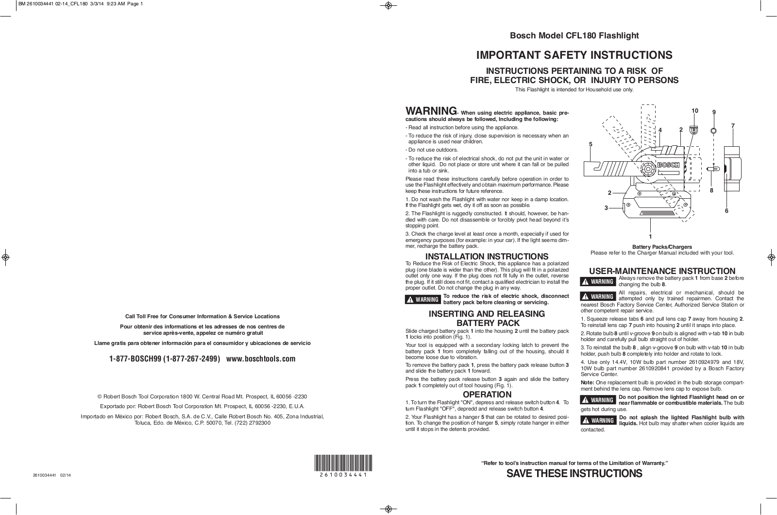 Bosch Power Tools CFL180 User Manual