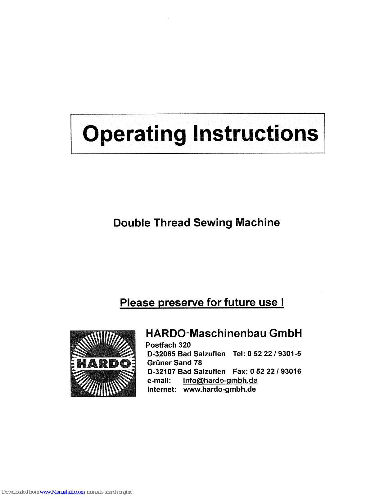 Hardo DN ST 90, ST 90 Operating Instructions Manual