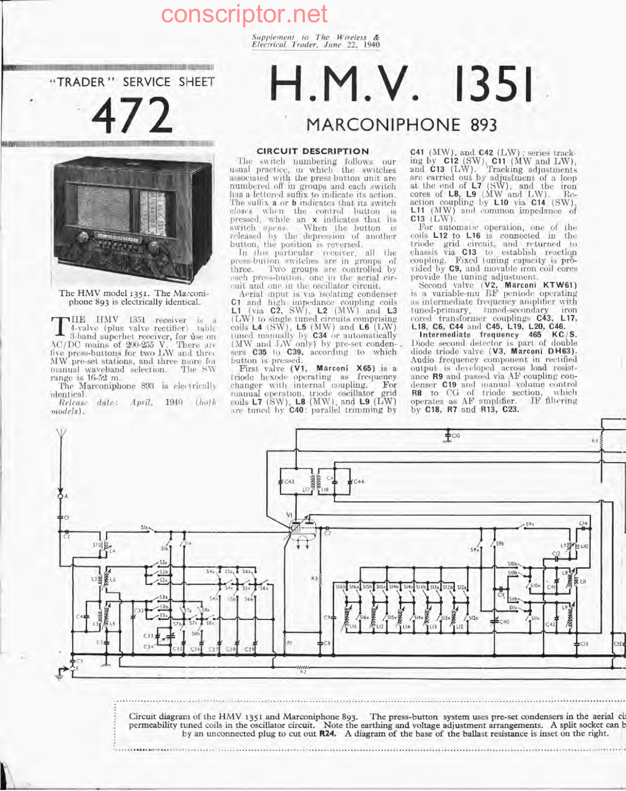 H.M.V. 1351 Service manual