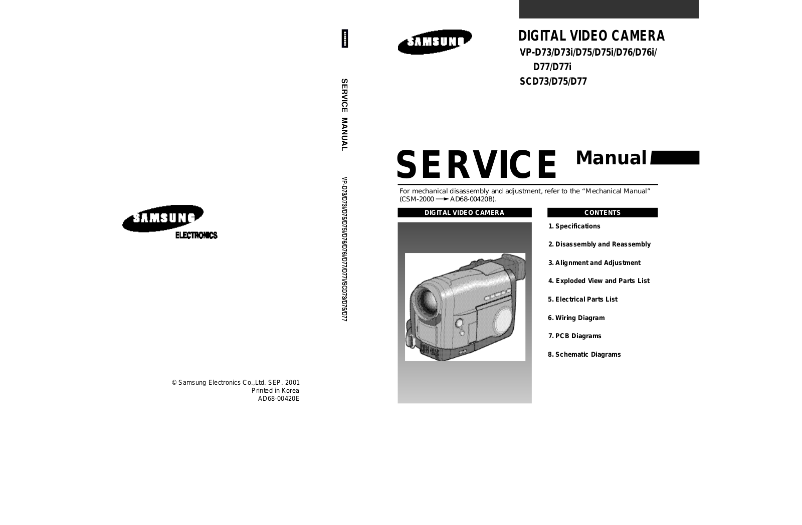 SAMSUNG VP-D77i, VP-D77 Service Manual COVER