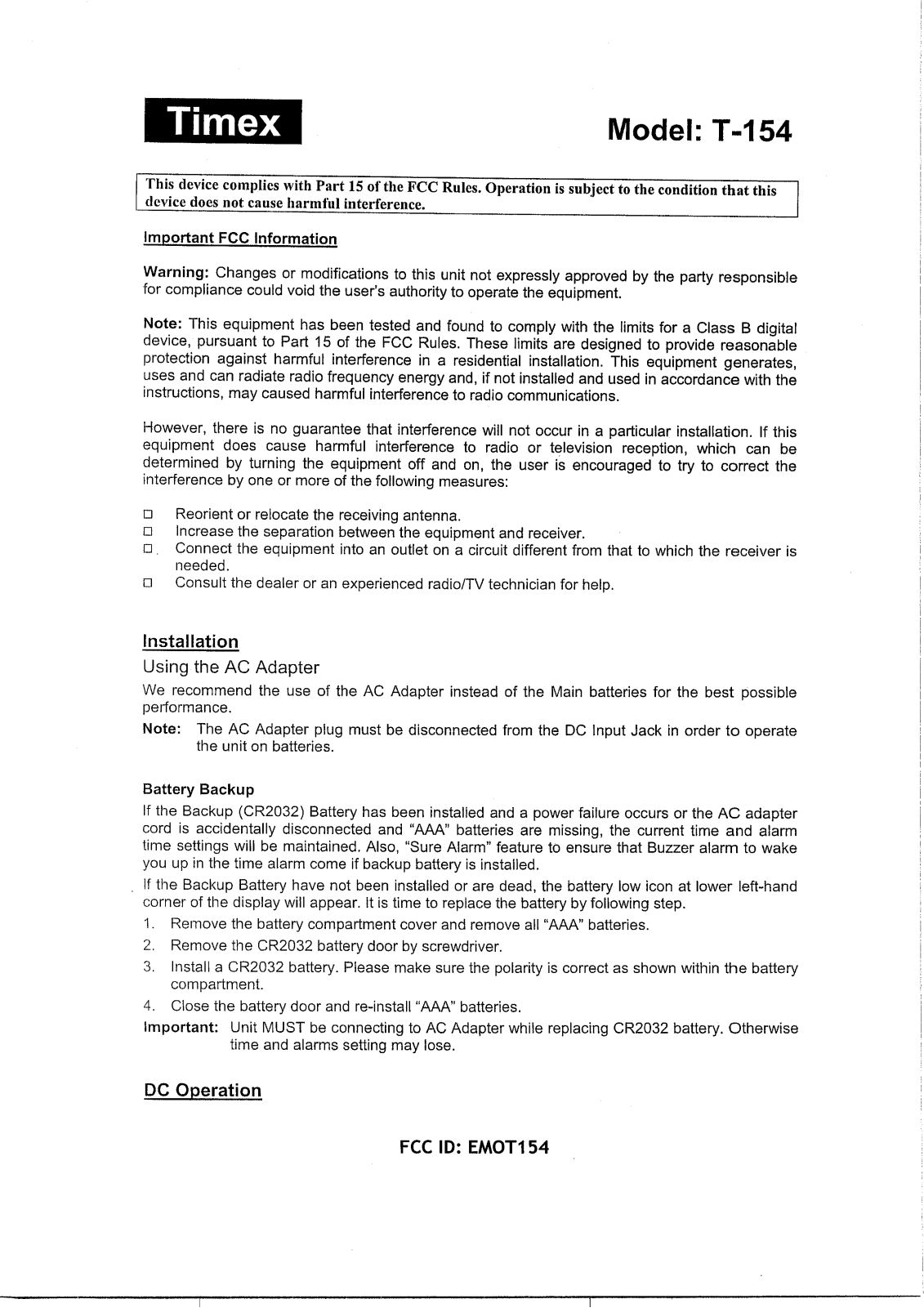 SDI Technologies T154 User Manual