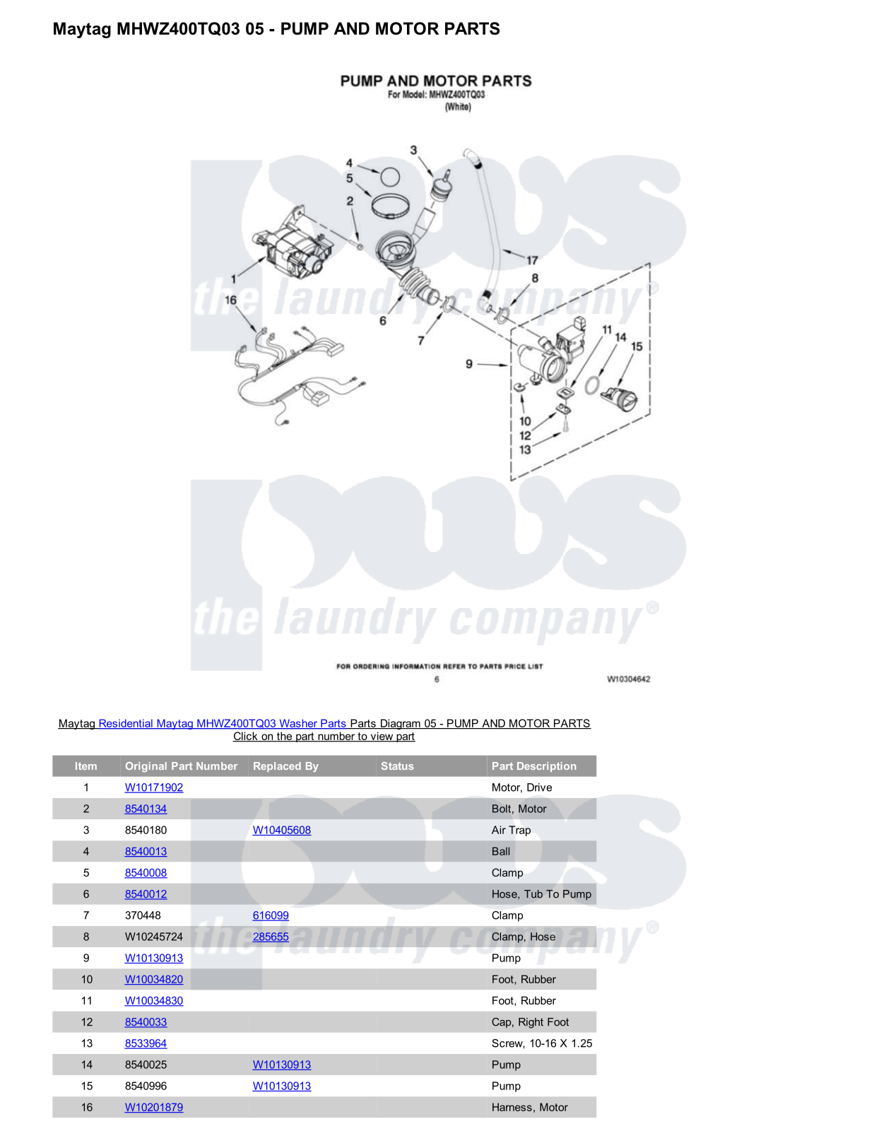 Maytag MHWZ400TQ03 Parts Diagram