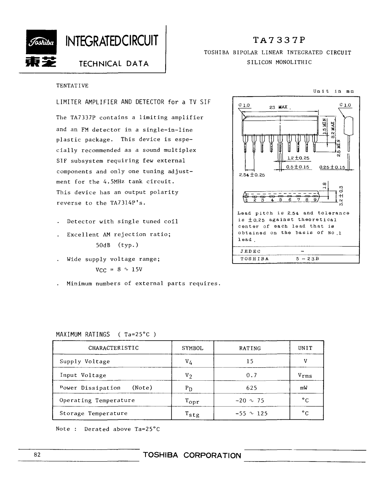 Datasheet TA7337P Specification - ManualMachine.com