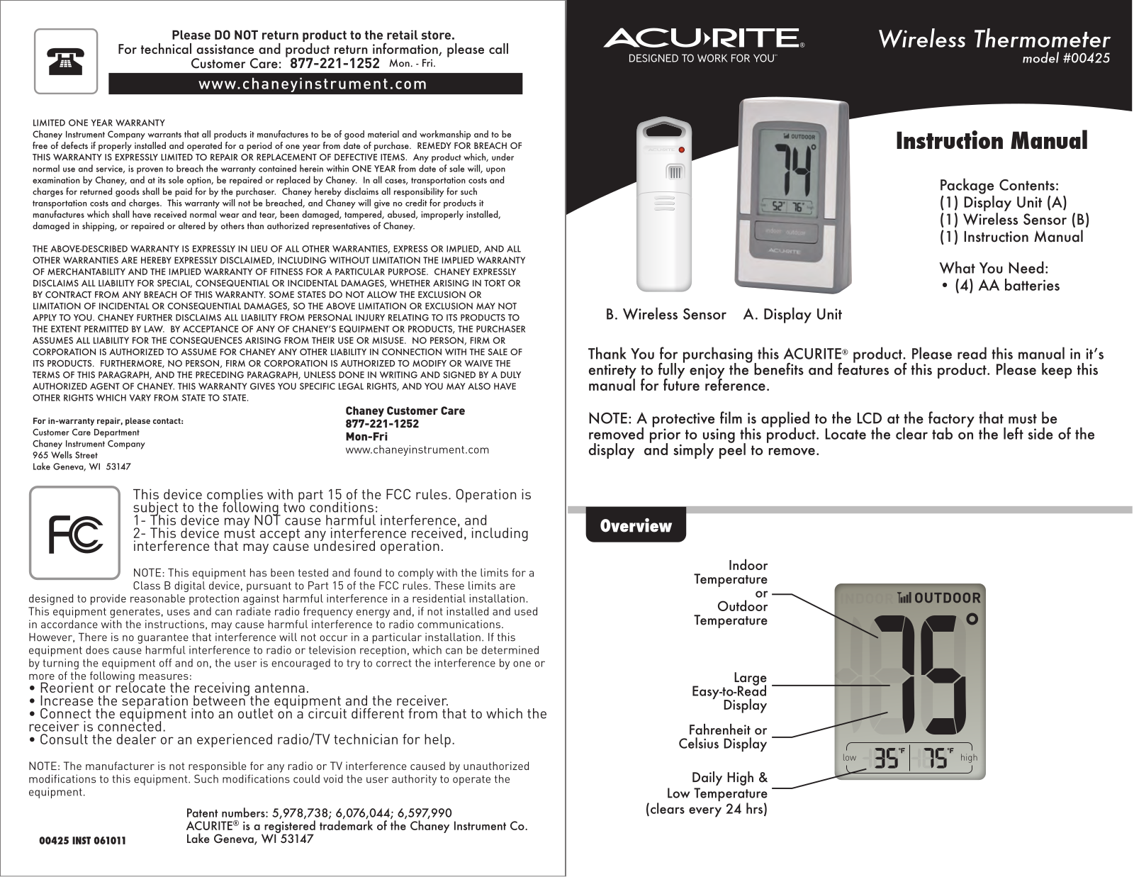 Acu-Rite 425 User Manual