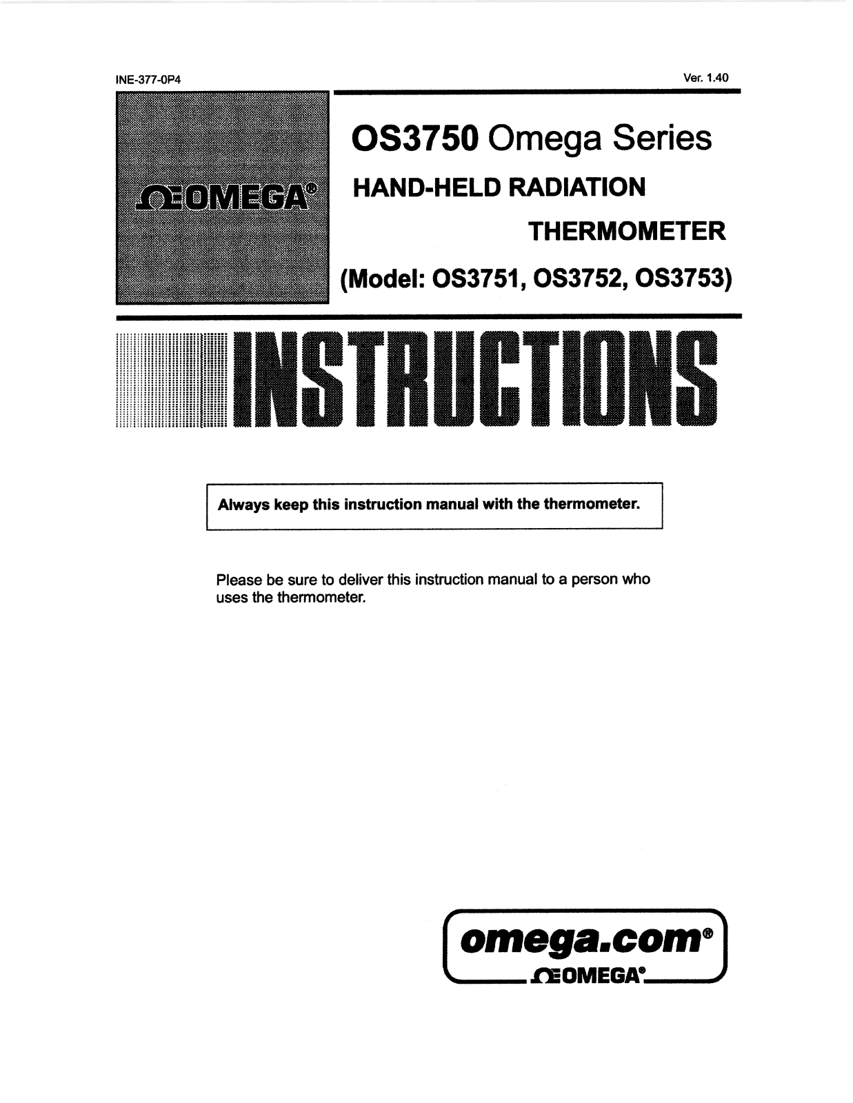 Omega Products OS3750 Installation  Manual