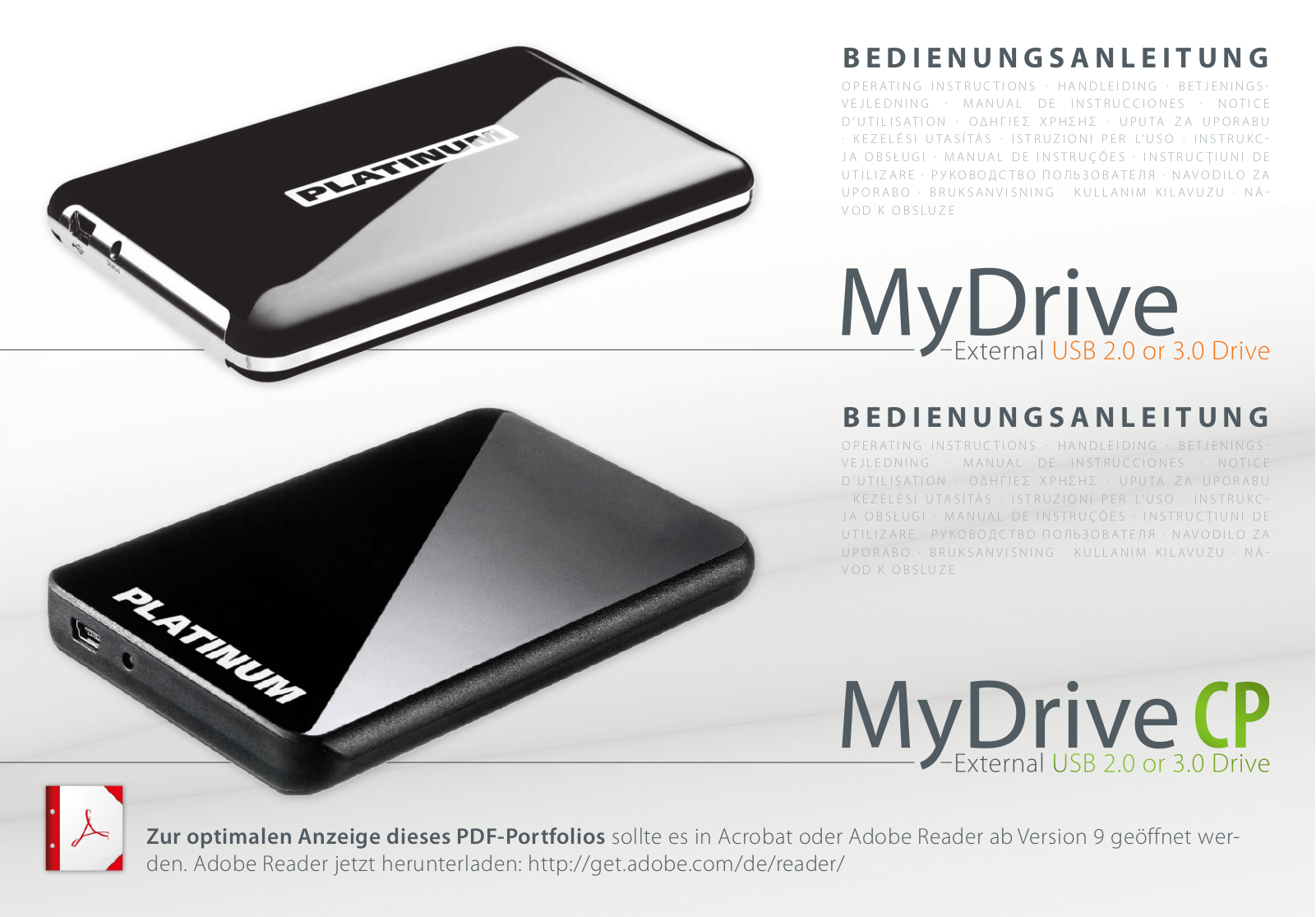 Platinum MyDrive External USB 2.0 Drive, MyDrive External USB 3.0 Drive, MyDrive CP External USB 2.0 Drive, MyDrive CP External USB 3.0 Drive Operation Instructions