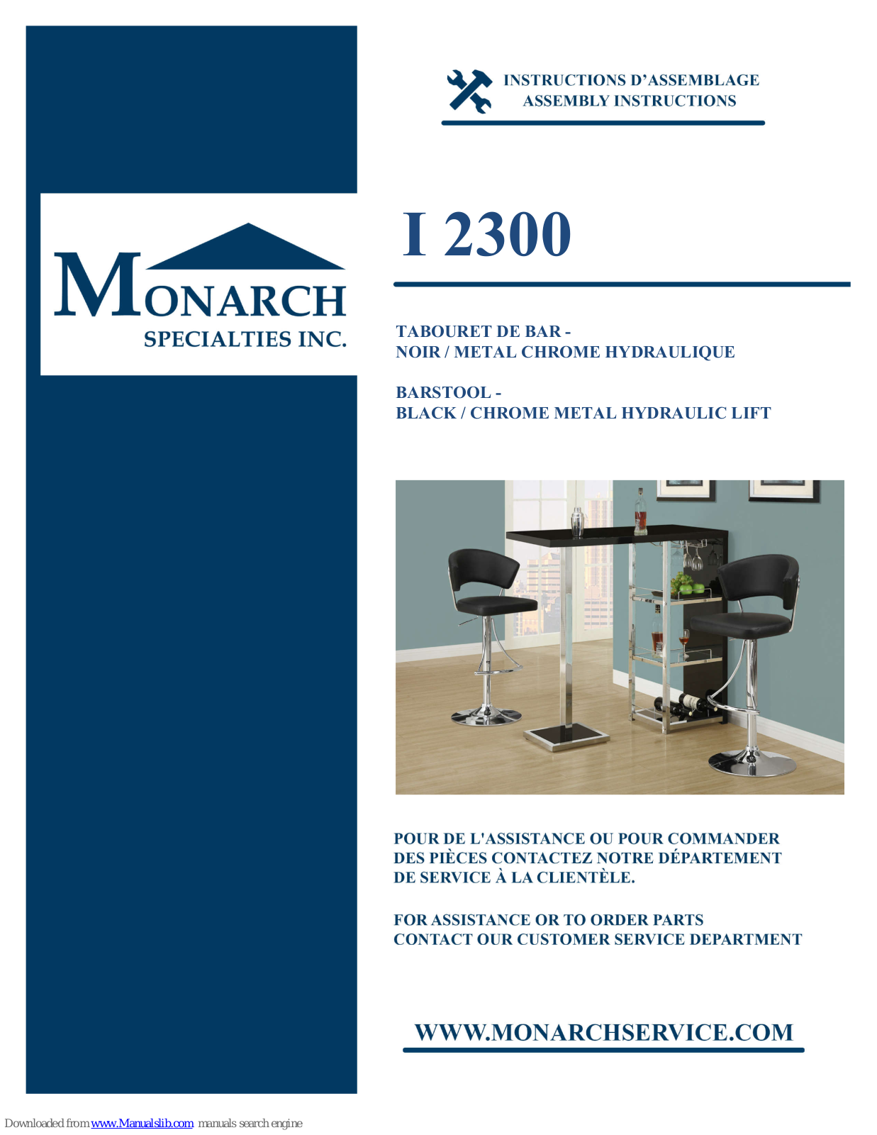 Monarch Specialties I 2300 Assembly Instructions Manual