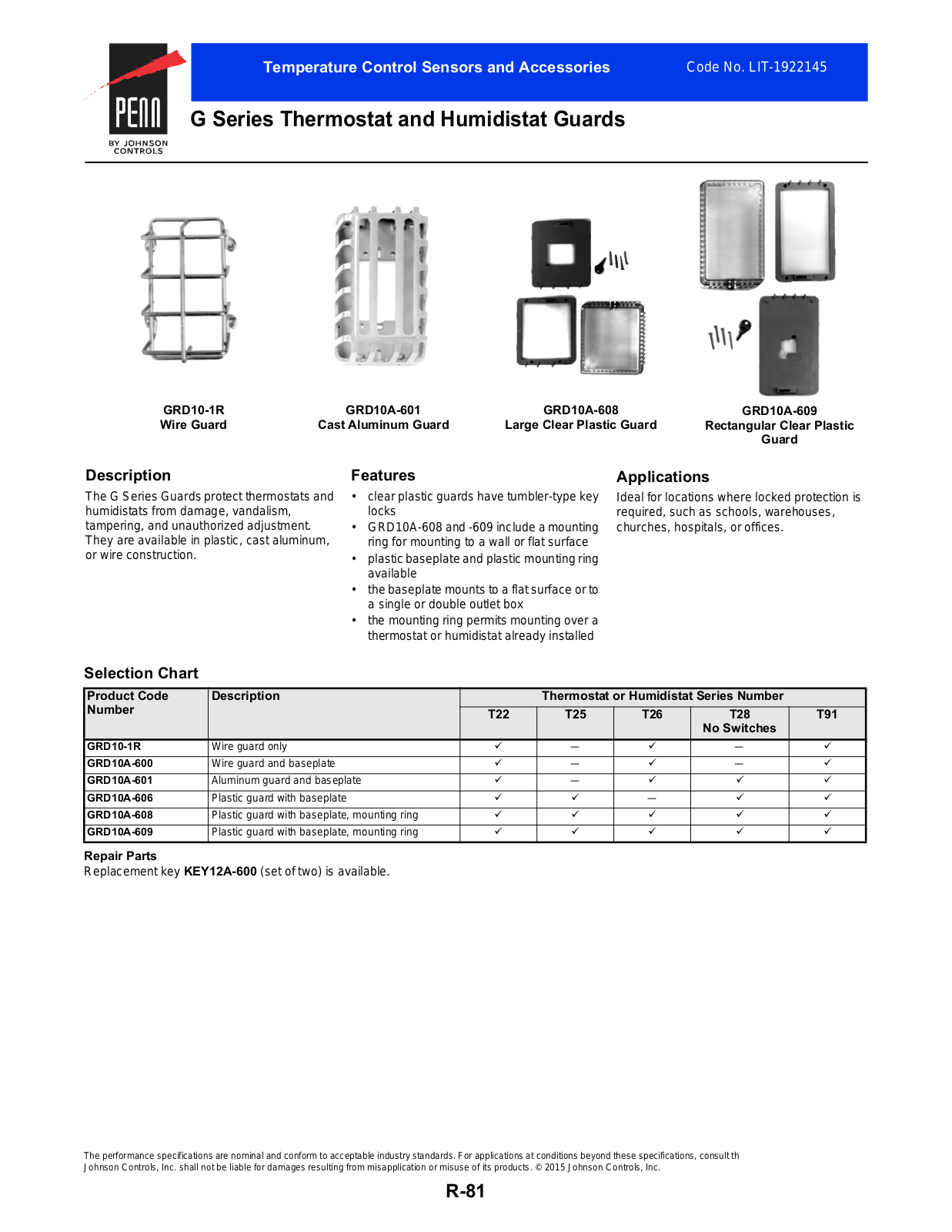 Johnson Controls G Series Data Sheet