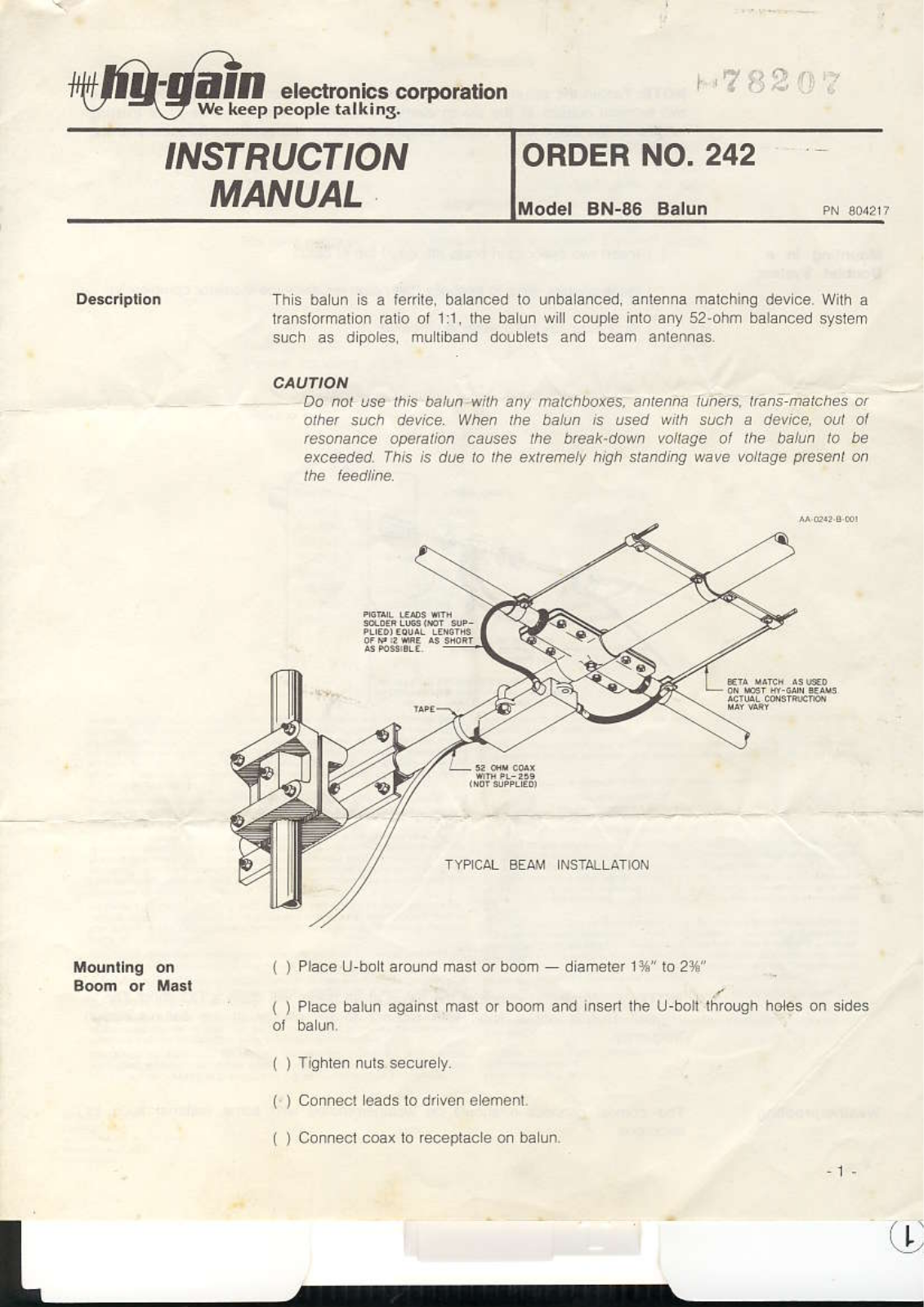 Hy-gain BN-86 User guide - ManualMachine.com