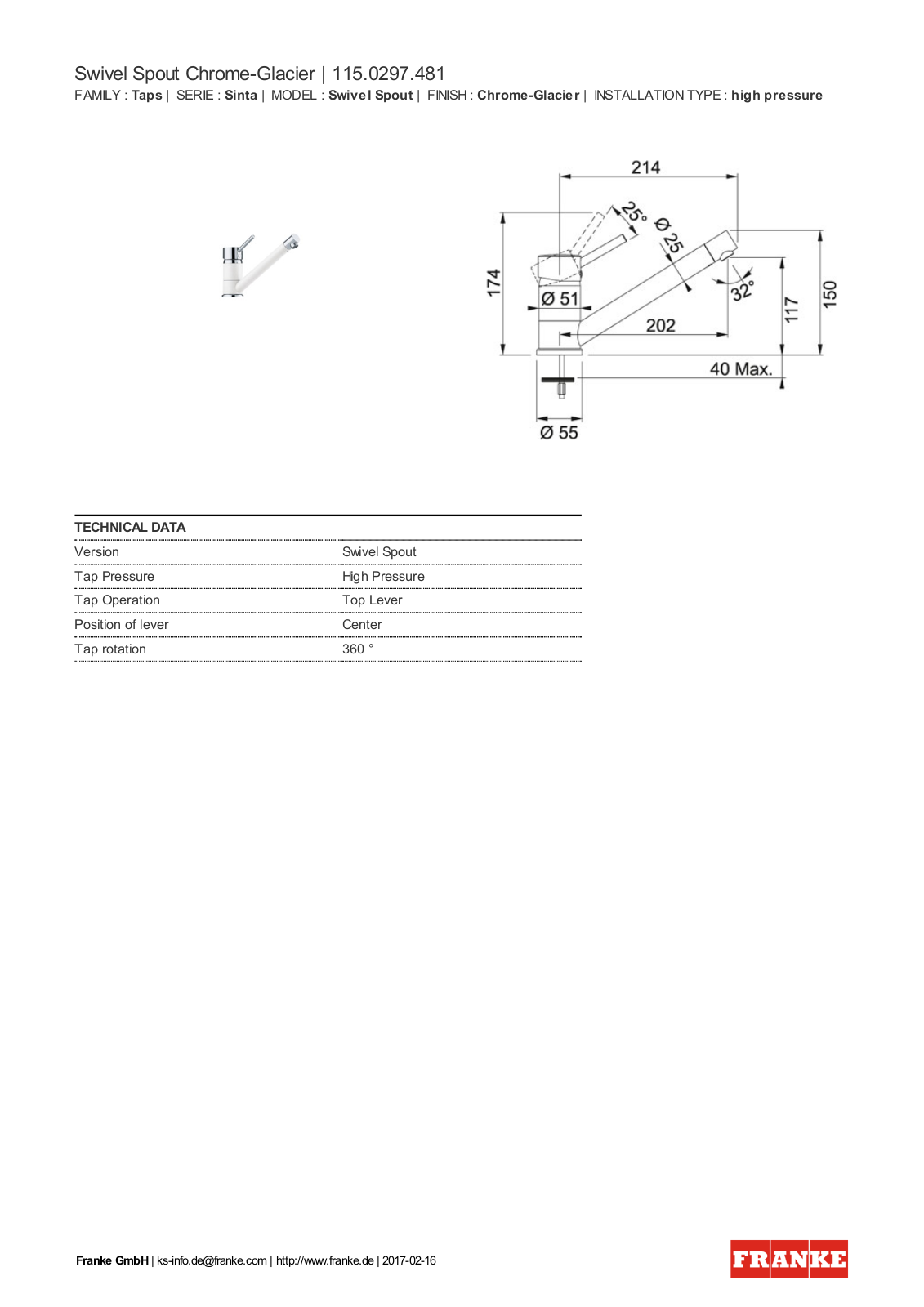 Franke 115.0297.481 Service Manual