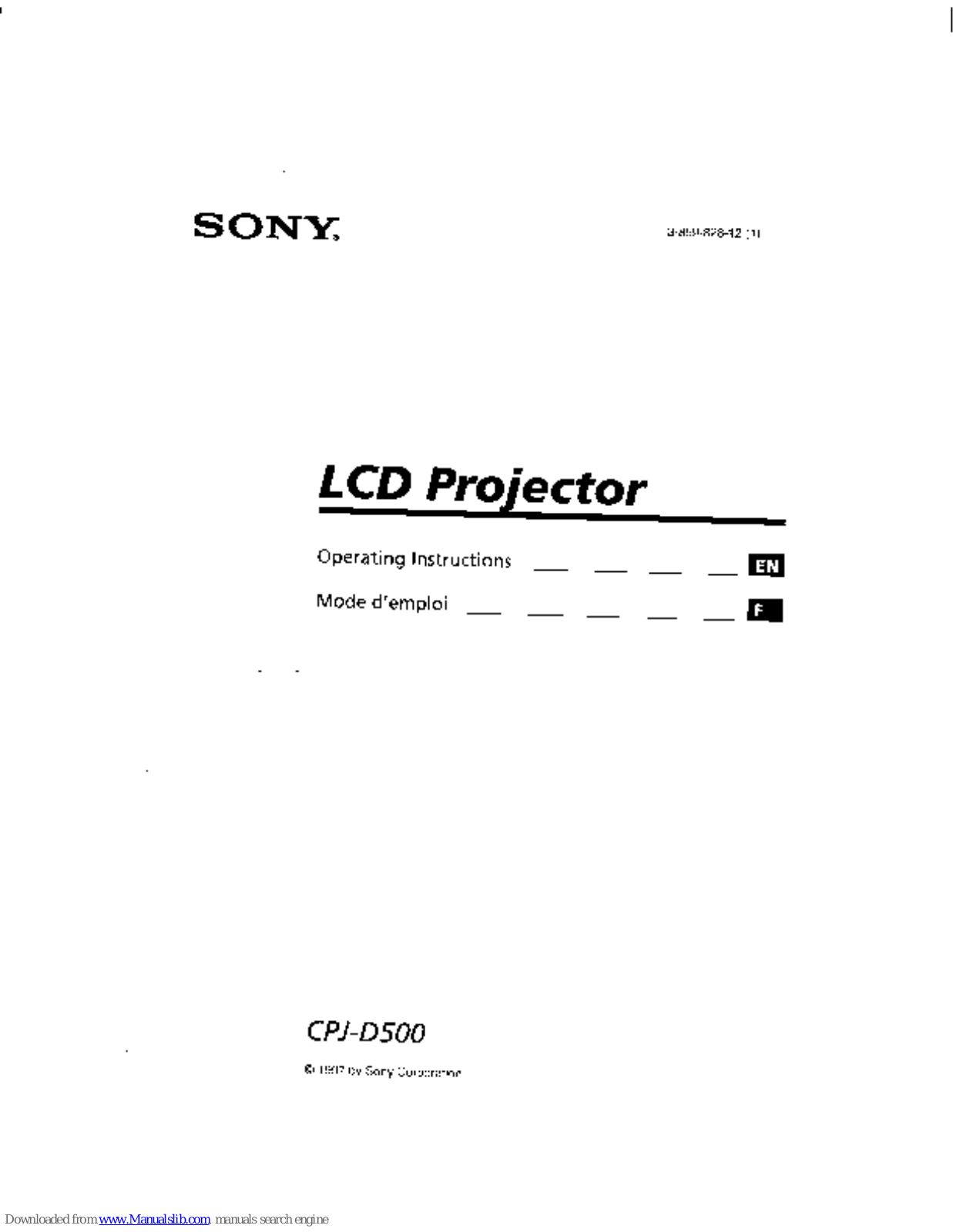 Sony CPJ-D500e User guide - ManualMachine.com