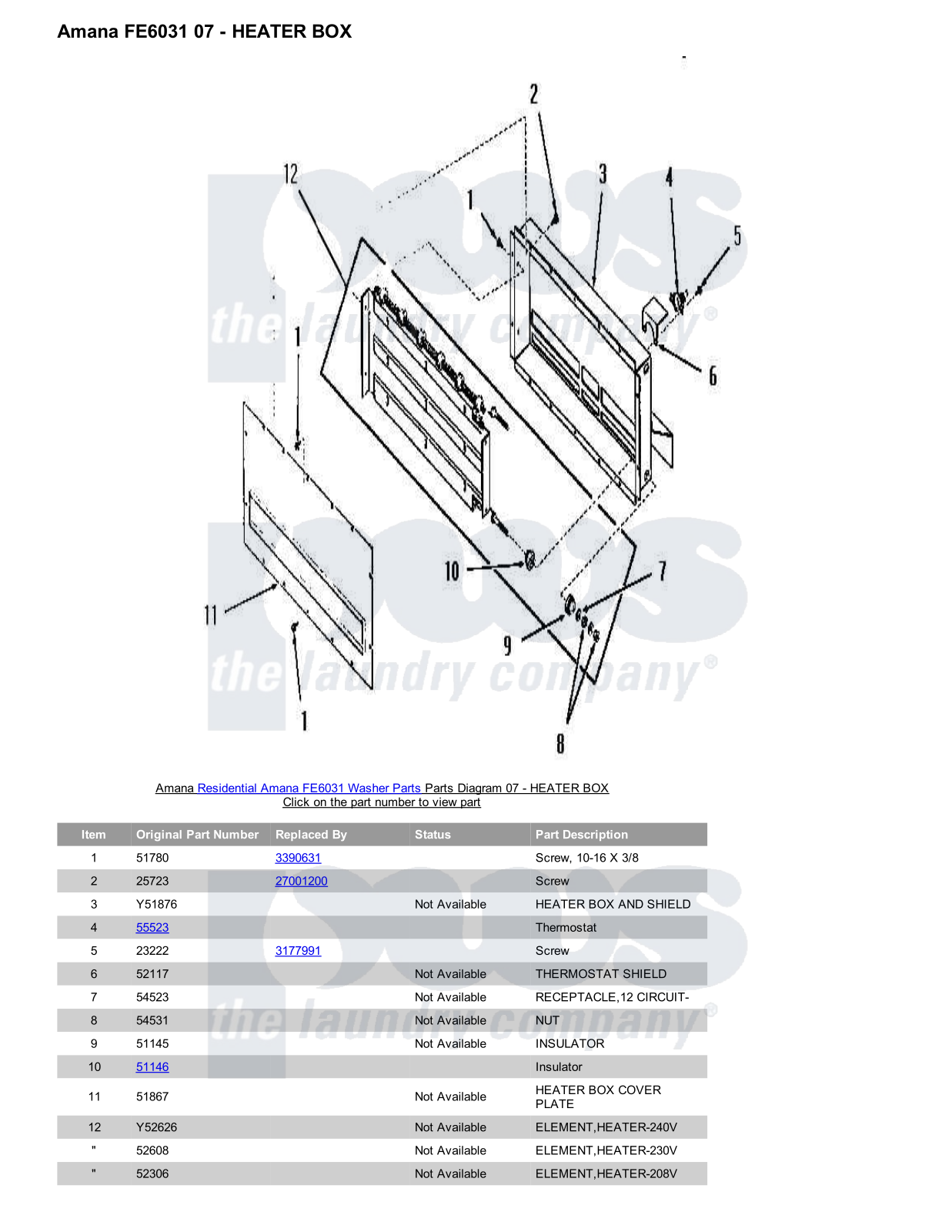 Amana FE6031 Parts Diagram