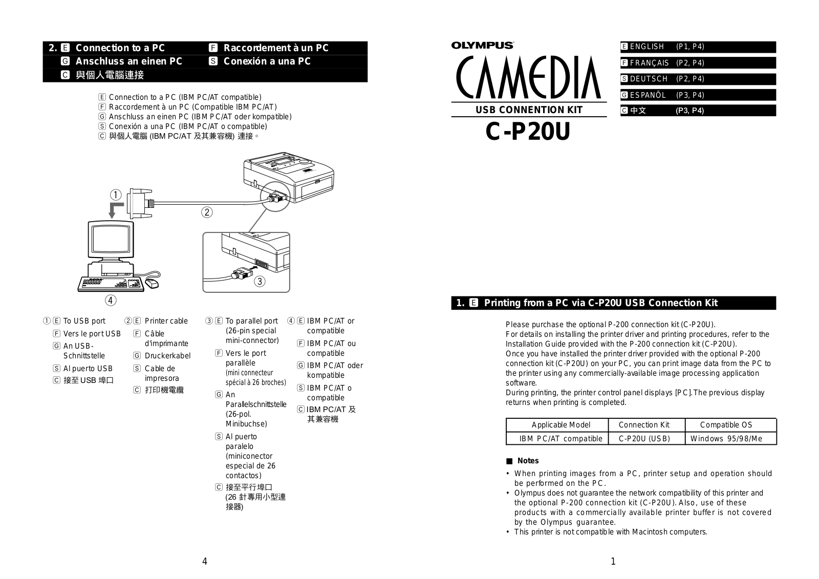 Olympus C-P20U User Manual