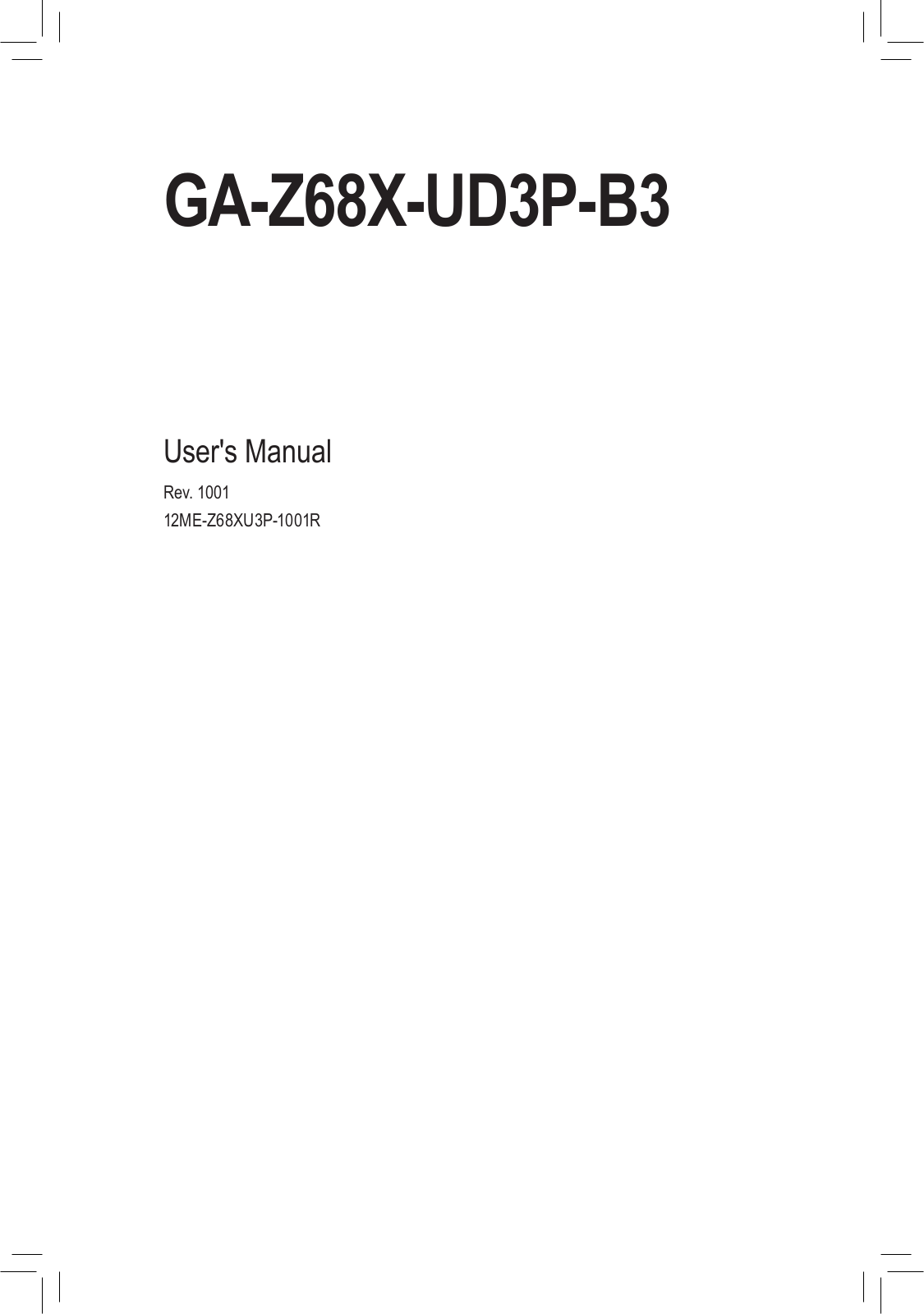 Gigabyte GA-Z68X-UD3P-B3 User Manual