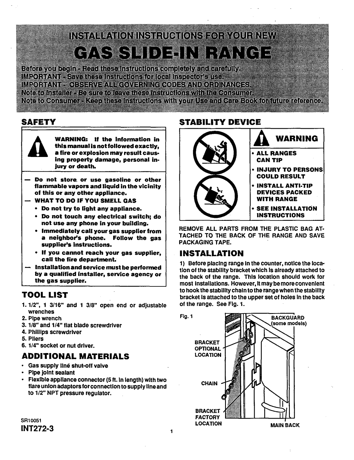 GE Gas Slide-in Range Installation Instruction