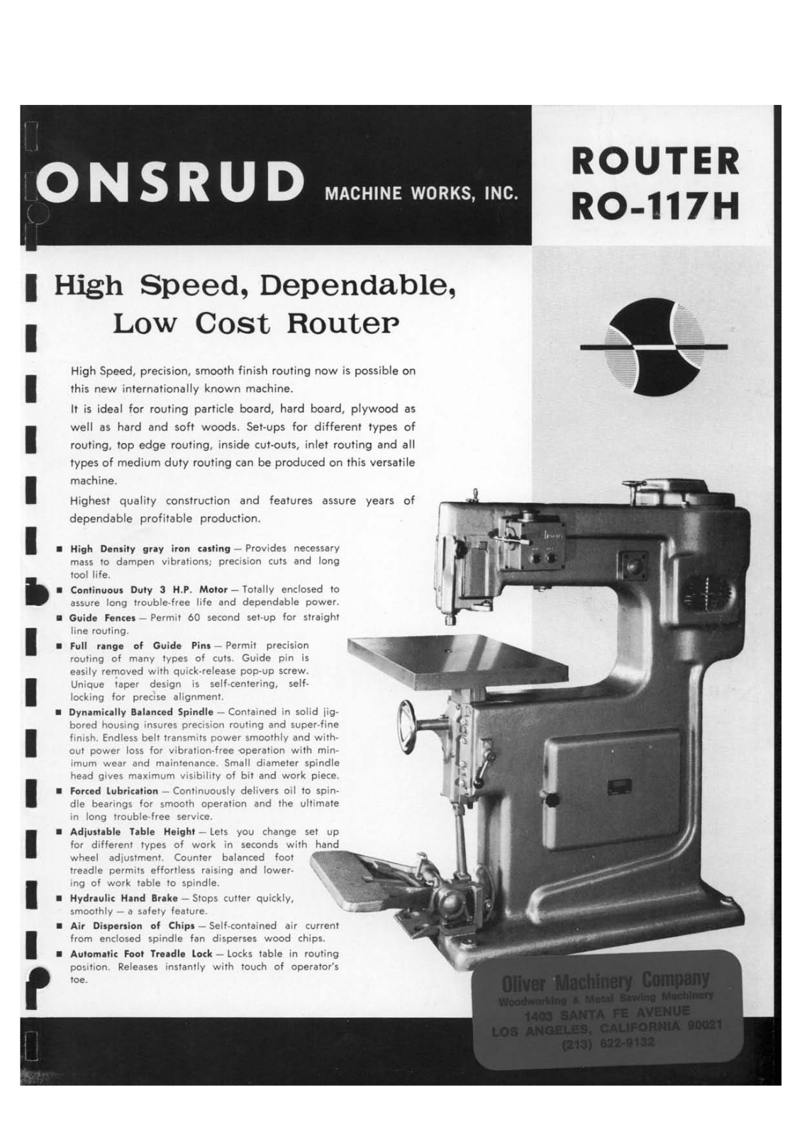 Onsrud Machine Works RO-117H Overarm Router Routers - ManualMachine.com