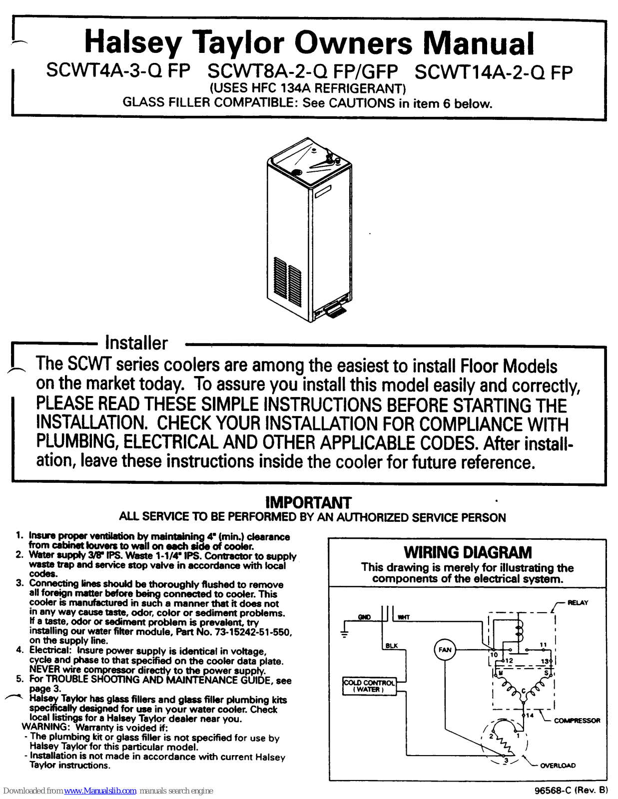 Halsey Taylor SCWT4A-3-Q FP, SCWT-2-Q FP/GFP, SCWT14A-2-Q FP Owner's Manual