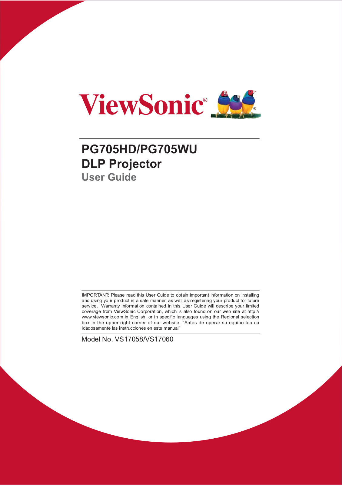 ViewSonic PG705HD User Manual