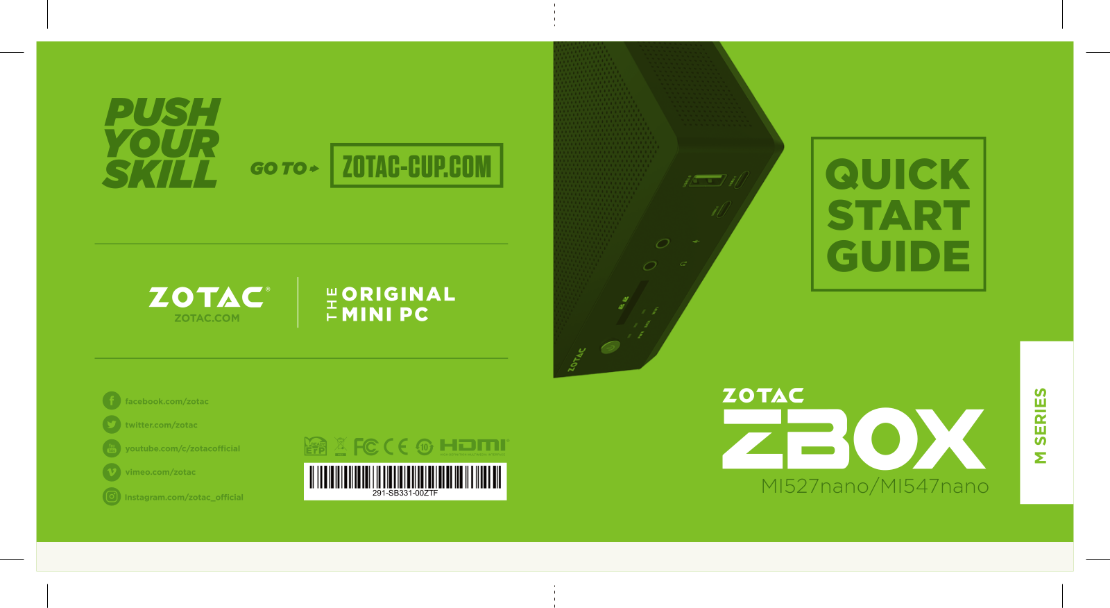 Zotac ZBOX-MI547NANO-BE Quick Start Guide