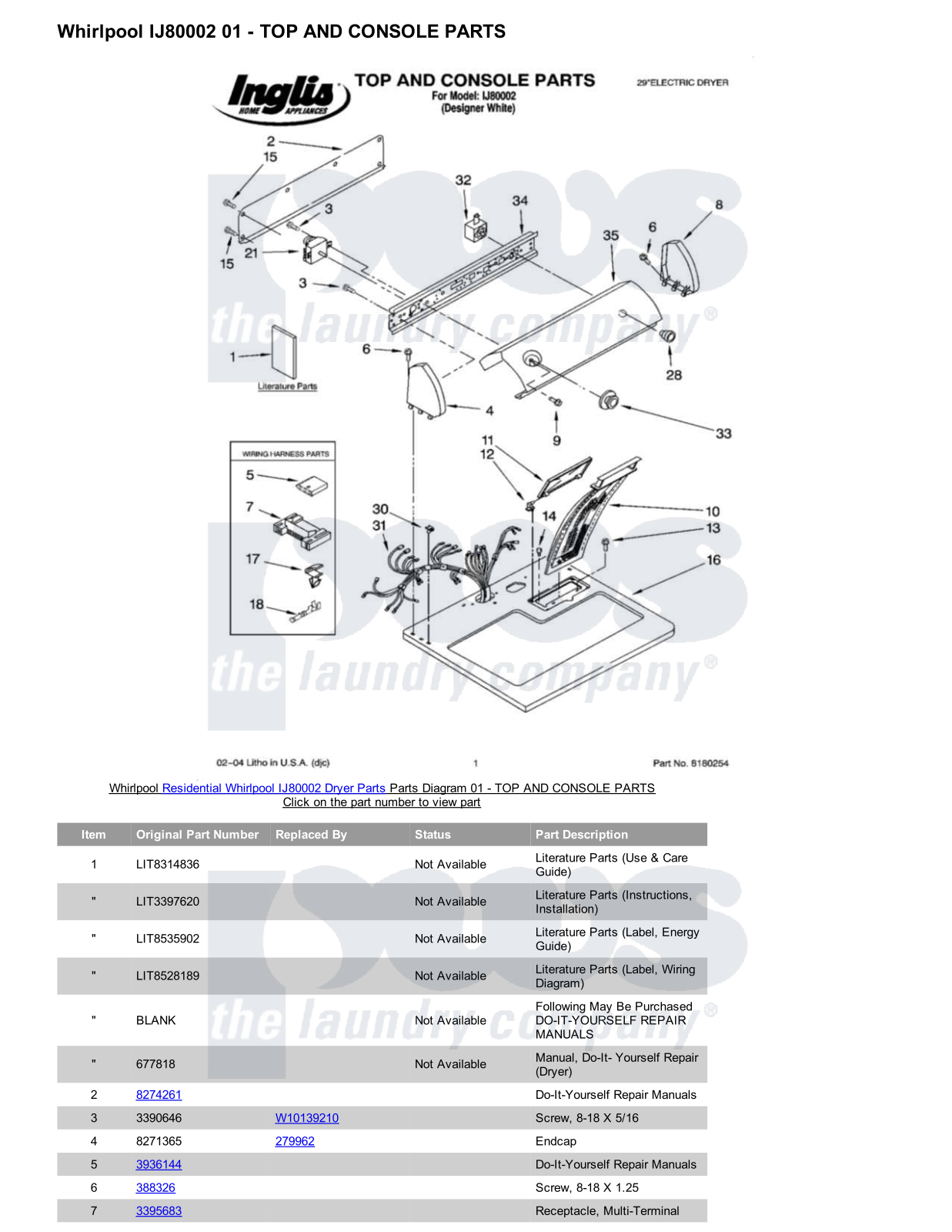 Whirlpool IJ80002 Parts Diagram