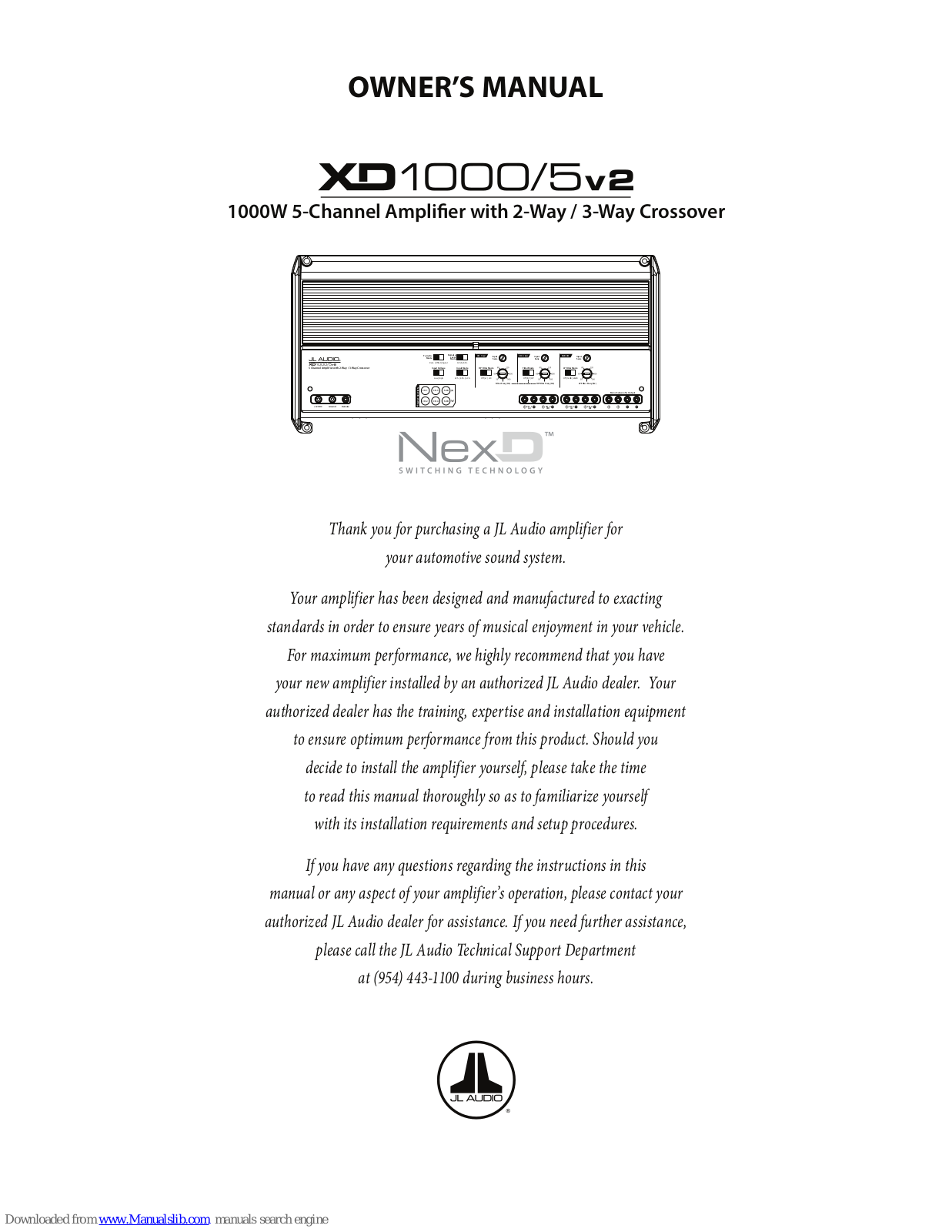 JL Audio NexD XD1000/5v2 Owner's Manual