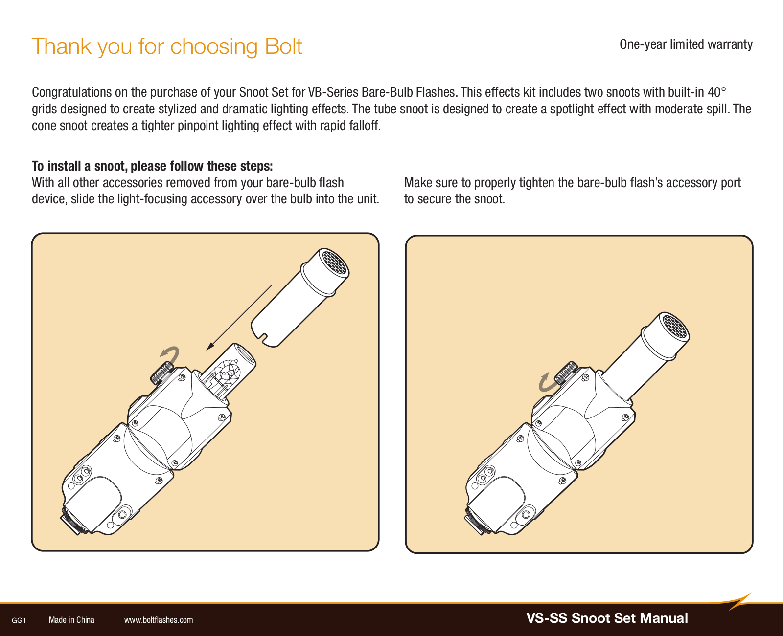 Bolt VB-SS User manual