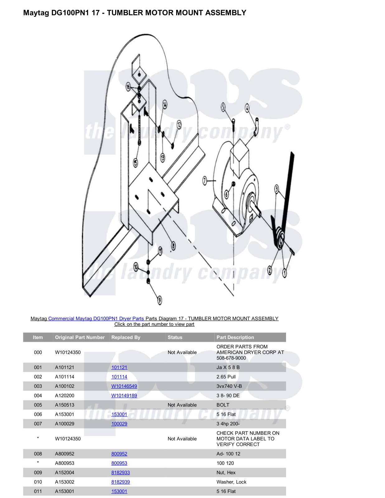 Maytag DG100PN1 Parts Diagram